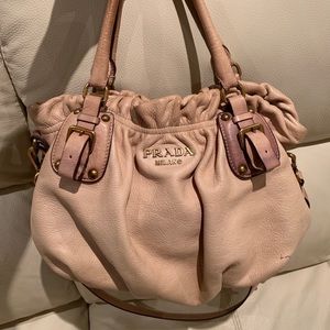 Beige Napa Leather Prada Satchel Bag